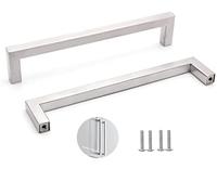 SYDARSYN 2 Piezas Cuadrado Tiradores para Muebles, Tirador para Cajón, Armario, Mueble de Cocina, Baño, Dormitorio y Oficina, 320mm, Plata