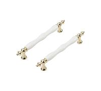 SYDARSYN 2 piezas manilla de armario blanco vintage cerámica gabinete puerta manijas muebles cocina cajón tiradores zinc aleación armario perillas 160 mm