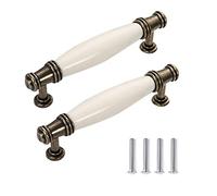 SYDARSYN 2 Piezas Manilla de Armario Cerámica Vintage Tiradores de Arco Muebles Manijas Cocina Puerta Manijas Antiguo Cajones Manija del Gabinete 96 mm
