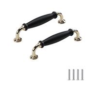 SYDARSYN 2 piezas Negro Dorado Antiguo Manilla de Armario Tiradores Cocina Muebles Cajones Tiradores de arco Puerta de Cajón Pomos Manija del Gabinete Distancia agujero 128 mm