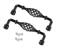 SYDARSYN 2 Piezas Tiradores Armarios 96mm Tiradores Para Cajones Tiradores Cocina Negro, Forma de Jaula de Pájaros (C)