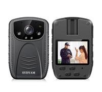 SYDAYM - Cámara corporal de policía 2K, batería de 13 horas, codificación H.265, cámaras corporales con grabación de audio y video, cámara corporal para protección personal, senderismo, aplicación de