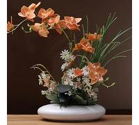SYDDOL Orchidea artificial de 43,2 cm, en maceta, bonsái zen decorativo, realista al tacto, con maceta de cerámica, para centro de mesa y hogar