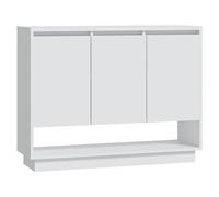SYDE Aparador de Madera Blanca 97x31x75 cm | 3 Puertas, Compartimento Abierto, Almacenaje para Salón, Exhibidor Decorativo