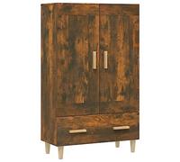 SYDE Aparador Roble Ahumado 70x31x115 cm | Madera contrachapada resistente, 2 compartimentos y 1 cajón, estilo escandinavo, fijación a pared incluida