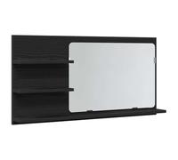 SYDE Armario de Baño con Espejo Roble Negro 90x11x45 cm | Madera de ingeniería, Montaje en pared, Múltiples estantes, Resistente al agua