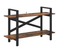 SYDE Estante de Libros 2 Niveles 100 x 33,5 x 64 cm Roble Ahumado | Marco de Acero Resistente, Niveladores Ajustables, Estilo Industrial para Sala de Estar