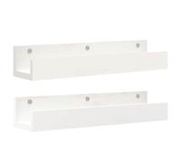 SYDE Estantes de Pared 2 uds Madera Maciza de Pino Blanco 50x12x9 cm | Rústico, Compartimentos Abiertos, Decorativo, Fácil Limpieza, Incluye Manual