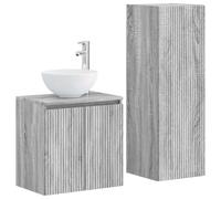 SYDE Juego de Mueble de Baño 2 Piezas Sonoma Gris 33 x 34,5 x 100 cm | Madera Resistente, Estantes Ajustables, Montaje en Pared, Puertas Reversibles, Incluye Herramientas