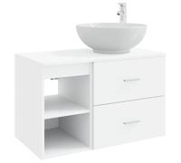SYDE Juego de Muebles de baño 2 uds. Blanco Madera de ingeniería | Montaje en pared, estantes y cajones, perforación flexible, uso interior