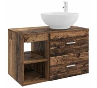 SYDE Juego de Muebles de Baño 2 uds. Madera Envejecida | Montaje en Pared, Estantes y Cajones, Perforación Flexible, Uso Interior