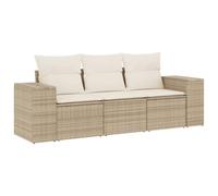 SYDE Juego de Sofás de Jardín 3 Piezas Ratán PE con Cojines Beige | Modular, Funda Lavable, Resistente a la Intemperie, Ideal para Terraza y Patio