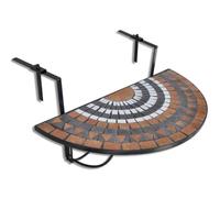 SYDE Mesa Colgante Balcon Mosaico Terracota Blanco | Plegable, Hierro, Ceramica, Barandilla 18 cm, Uso Interior