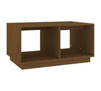 SYDE Mesa de Centro Madera Maciza de Pino Marrón Miel 80x50x40 cm | 2 Compartimentos Abiertos, Estructura Robusta, Superficie Amplia, Estilo Rústico, Montaje con Manual