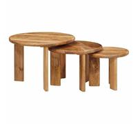 SYDE Mesas de Café Nido 3 uds. Marrón Ø 54 x 40 cm | Apilables, Ahorradoras de Espacio, Estilo Moderno, Fácil Montaje, Uso Interior