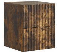 SYDE Mesita de Noche de Pared Roble Ahumado 33 x 34,5 x 40 cm | Madera Elegante, Montaje Fácil, Ahorra Espacio, Estilo Moderno Vintage