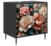 SYDE Mueble de Baño BORNE Roble Negro 60 x 40 x 61 cm | Madera Elaborada, Amplio Almacenamiento, Pies Elevados, Diseño Decorativo, Fácil Limpieza