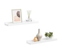 SYDE Repisa de Pared para Fotos MDF Blanco 2 uds 40x9x3 cm | Tablero Lacado, Montaje Individual o en Fila, Borde Frontal Protector, Fácil Instalación