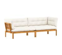 SYDE Sofá Palets Jardín 2 Piezas Natural Crema | Madera Acacia, Resistente Intemperie, Mesa Incluida, Esquina Terraza