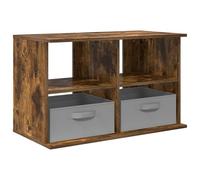 SYDE Soporte TV Roble Ahumado 79 x 40 x 48 cm | Madera resistente, Cajon con manilla empotrada, Estantes para DVD, Montaje en pareja