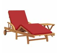 SYDE Tumbona 2 uds. Madera de Acacia Sólida Rojo | Resistente al clima, respaldo ajustable, reposapiés regulable, con cojín de espuma, para jardín y terraza