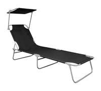 SYDE Tumbona Plegable con Toldo de Aluminio Negra | Respaldo Regulable, Capacidad 110 kg, Ligera, Ideal para Patio, Jardín, Piscina y Playa