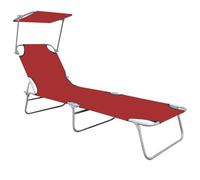 SYDE Tumbona Plegable con Toldo de Aluminio Roja | Respaldo Regulable, Capacidad 110 kg, Ligera, Ideal para Patio, Jardín, Piscina y Playa