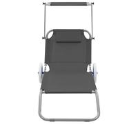 SYDE Tumbona Plegable con Toldo y Ruedas, Acero Gris | Respaldo Regulable, Reposacabezas Suave, Poliéster Resistente, Capacidad 110 kg