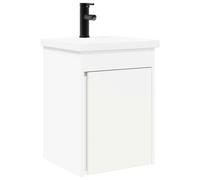 SYDE Unidad de Tocador de Baño con Lavabo y Grifo 42x40x74,5 cm | Madera Resistente al Agua, Montaje en Pared, Almacenamiento Amplio, Diseño Compacto