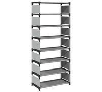 SYDE Zapatero 8 Niveles Gris 54x28x124 cm | Estructura de Acero Resistente, Tela Transpirable, Almacenamiento Multiusos para Entrada, Pasillo o Baño