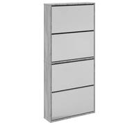SYDE Zapatero con Espejo 4 Niveles Gris Sonoma 63x17x134 cm | Madera de ingeniería resistente, 4 cajones abatibles, para recibidor, pasillo, salón y dormitorio