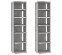 SYDE Zapatero Gris Hormigón 6 Estantes 27,5x27x102 cm | Madera Contrachapada, Estable, Para Espacios Estrechos, Debajo de Escaleras