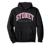 Sydney Australia Varsity Style Texto Rosa Sudadera con Capucha