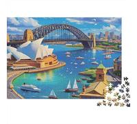 Sydney Harbour Bridge Puzzle de 1000 Piezas Papel para Adultos Paisaje Costero Australiano Relajante Enfoque Decoración del Hogar Regalo Familiar 52x38cm/1000pcs