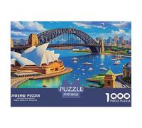 Sydney Harbour Bridge Puzzle de 1000 Piezas para Adultos Papel Paisaje Urbano Relajante Concentración Diversión Familiar Decoración Regalo 38x26cm/1000pcs