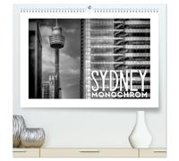 SYDNEY Monochrom (hochwertiger Premium Wandkalender 2026 DIN A2 quer), Kunstdruck in Hochglanz: Urbane australische Küstenstadt