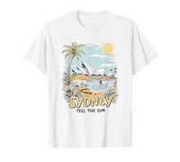 Sydney Opera House Beach Sunset Ilustración Souvenir Camiseta