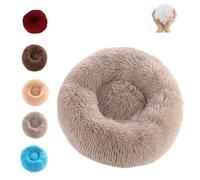 SYDXGD Calming Dog Bed,Cat Bed,Donut Dog Bed,Furry Cat Donut,Furry Cat Bed, Washable Anti-Anxiety Fluffy Pet Bed,Warmth and Relaxation, Machine Washable (60×60cm, 23.7"×23.7",Gray)