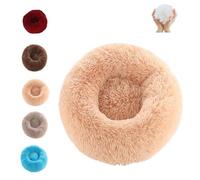 SYDXGD Calming Dog Bed,Cat Bed,Donut Dog Bed,Furry Cat Donut,Furry Cat Bed, Washable Anti-Anxiety Fluffy Pet Bed,Warmth and Relaxation, Machine Washable (60×60cm, 23.7"×23.7",Beige)