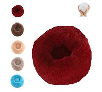 SYDXGD Calming Dog Bed,Cat Bed,Donut Dog Bed,Furry Cat Donut,Furry Cat Bed, Washable Anti-Anxiety Fluffy Pet Bed,Warmth and Relaxation, Machine Washable (50 * 50cm, 19.7"*19.7,Wine Red)