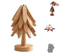 SYDXGD Coasters de Madera en Forma de Árbol, Conjunto de 4pcs, Color de Madera