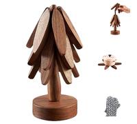 SYDXGD Wooden Tree Design Coasters,Treevet Coaster Set,Wooden Tree Coasters,Hemmanord Wooden Pot Coaster,Tree Art for Wood Coasters Set,Creative Foldable Wood Placemats Decoration (Walnut Color 3pcs)