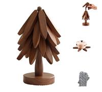 SYDXGD Wooden Tree Design Coasters,Treevet Coaster Set,Wooden Tree Coasters,Hemmanord Wooden Pot Coaster,Tree Art for Wood Coasters Set,Creative Foldable Wood Placemats Decoration (Walnut Color 4pcs)