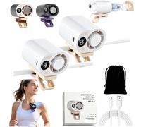 Syeefula 2026 Car Clip On Air Conditioner Fan, 5-Speed Silent Mini Bladeless Fans, Car Fans That Blow Cold Air with LED Display for Auto Office Home Desk (2white)