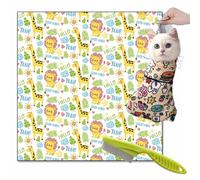 Syeefula Cat Grooming Wrap, Cat Wrap for Grooming, Multifunctional Velcro Fabric Wrap for Cats, Self-Adherent, Anti-Bite, Anti-Scratch, Anti-Escape Calming Wrap Nail Clipping (27.6 * 27.6IN,Giraffe)