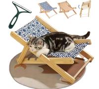 Syeefula Celery Pets Cat Lounger Chair, 2 in 1 Foldable Cat Sisal Chair for Indoor, 4-Position Adjustable Hammock Pet Sisal Beach Bed Mat for Small and Medium Cats, Removable Blanket (Canvas Type)