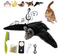 Syeefula Piper Tomi Cat Toy, Pipertomi Cat Toy, Flapping Bird Cat Toy with Remote, Interactive Flapping Chirping Bird Cat Toy, Simulated Chirping Bird Cat Toy, Rechargeable, Touch Activated (1PC,Bat)