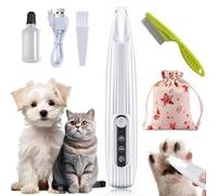 Syeefula Saffory Paw Trimmer, Ultra-Low Noise, Saffury Electric Dog Paw Trimmer, Saffory Dog Trimmer with LED Light, Rechargeable Saffory Trimmer for Paws Eyes Ears Face Rump, Cats & Dogs (White)