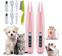 Syeefula Saffory Paw Trimmer, Ultra-Low Noise, Saffury Electric Dog Paw Trimmer, Saffory Dog Trimmer with LED Light, Rechargeable Saffory Trimmer for Paws Eyes Ears Face Rump, Cats & Dogs (2PCS-Pink)