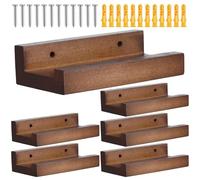 Syengery 6 Piezas Estante De Pared De Madera De Roble Macizo, Registro Montado En La Pared, Soporte De Periódicos De Madera Rústica